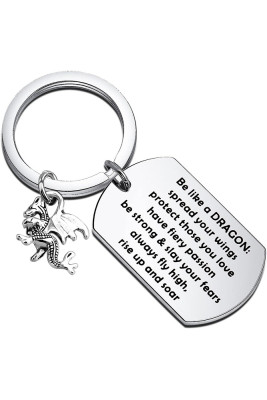 Dragon and Quotes Metal Keychain 