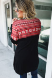 Red Printed Leopard Detail Plus Size Cardigan