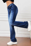 High Waist Distressed Flare Jeans 