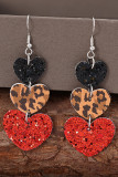 Valentine Leopard Glitter Heart Earrings 