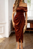Off Shoulder Velvet Split Dress 