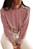 Rose Tan Button Tab Detail Long Sleeve Top
