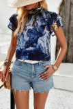 Ruffle Floral Short Sleeves Top 