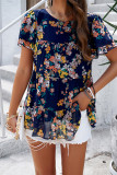 Floral Print Tiered Splicing Top 