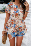 Floral Print Tiered Splicing Top 