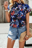 Ruffle Floral Short Sleeves Top 