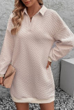 Apricot V Neck Quilted Sweatshirt Dress