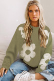 Multicolor Big Flower Pattern Knit Sweater