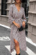 V Neck Leopard Split Dress 