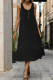 Black Buttoned Ruffles Tank Maxi Dress