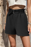 Black Elastic Decor Waist Shorts