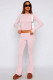 Plain 2PCS Long Sleeves Top and Pants Set 