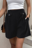 Black Buttoned Pockets Shorts