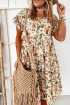 Ruffle Sleeves Floral Print Dress 