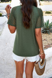 Plain Pin-Tuck Jacquard Lace Sleeves Top