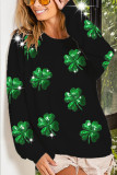 Lucky St.Patrick's Day Sequin Patchwork Sweatshirt