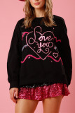 Love You Sequin Patchwork Sweatshirt