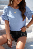 Short Sleeves Swiss Dot Plain Top 