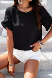 Short Sleeves Swiss Dot Plain Top 