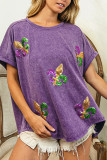 Mardi Gras Sequin Embroidery Top 
