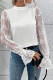 White Contrast Lace Sleeve Mock Neck Textured Blouse