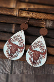 Retro Western Bull Print Earrings MOQ 5pcs