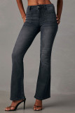 Black High Waist Washed Flare Jeans 