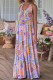 Bohemian Floral Tie Neckline Sleeveless Maxi Dress