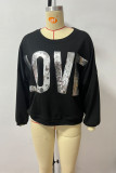 Sequin Love Patchwork Pullover Sweatshirt