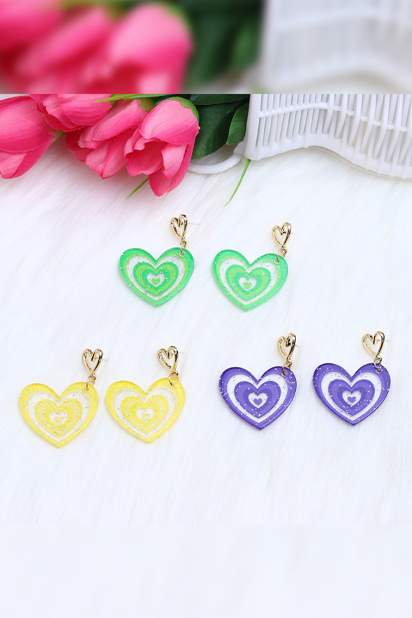 Valentines Day Heart Shape Acrylic Earrings