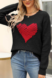 Contrast Heart Knit Pullover Sweater