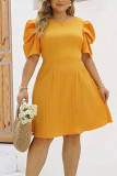 Yellow Plus Size Mini Dress 