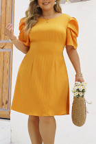 Yellow Plus Size Mini Dress 