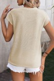 Plain Exposed Seam Knit Short Sleeves Top