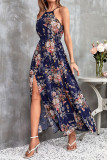 Halter Neck Split Floral Maxi Dress 