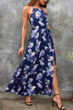 Halter Neck Split Floral Maxi Dress 