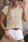 Plain Exposed Seam Knit Short Sleeves Top