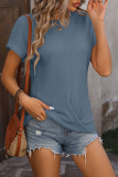 Plain Waffle Knit Twisted Short Sleeves Top
