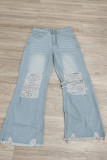 High Waist Ripped Denim Jeans 