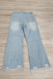High Waist Ripped Denim Jeans 