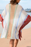 Multicolor V Neck Oversize Knit Kimono