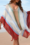 Multicolor V Neck Oversize Knit Kimono