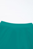 Green Solid Square Neck Sleeveless Tankini Swimsuit