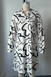 Abstract Printing Long Sleeves Dress  