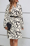 Abstract Printing Long Sleeves Dress  