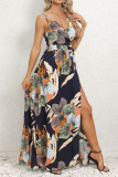 Wrap V Neck Pleated Maxi Floral Dress With Sash