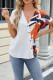 Color Block V Neck Buttoned Short Sleeves Top