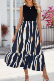 Color Block Striped Sleevless Maxi Dress