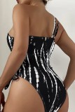 Printed One Shoulder One Piece Swimsuit