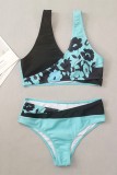 Blue Floral Print Bikini Set 